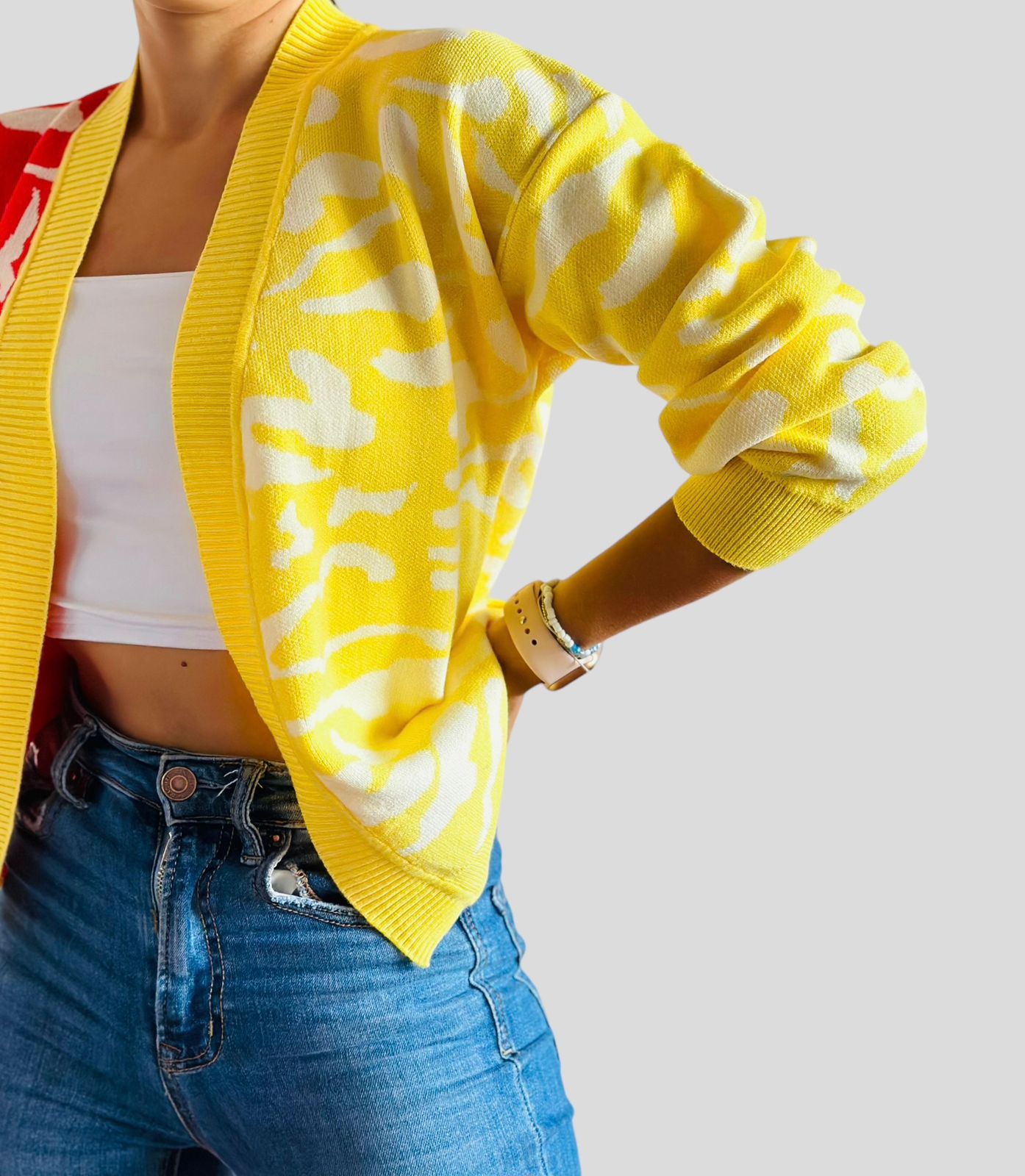 Saco Buzo Suéter tejido para Mujer Amarillo Rayas