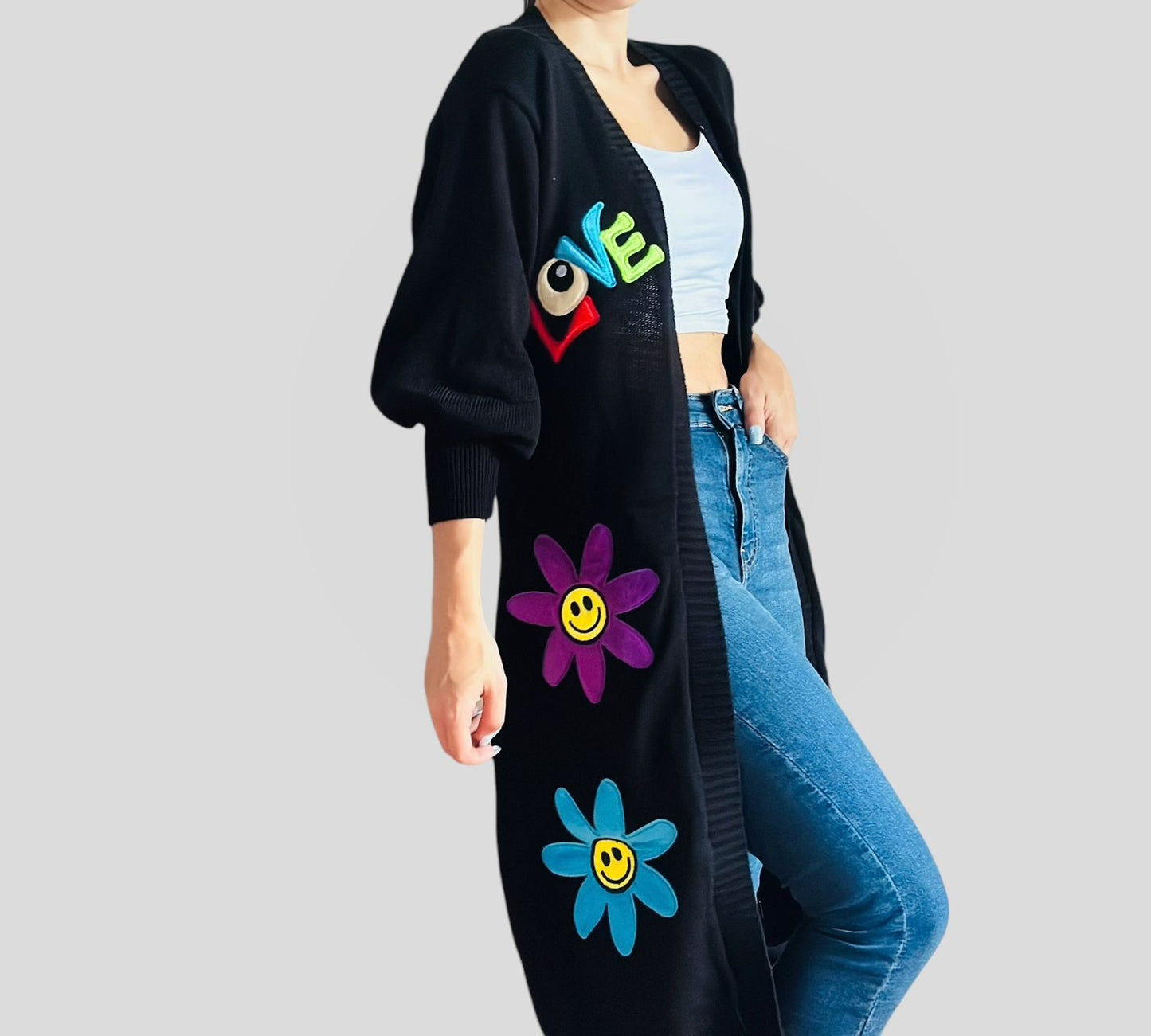 Cardigán Gabán  Girasol Negro para Mujer