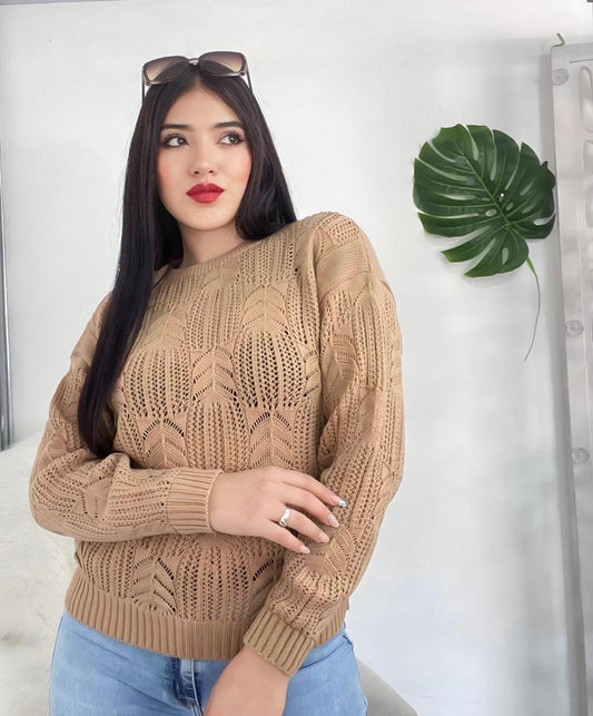 Blusa Buzo Tejido Hilo Camel para Mujer Medellín