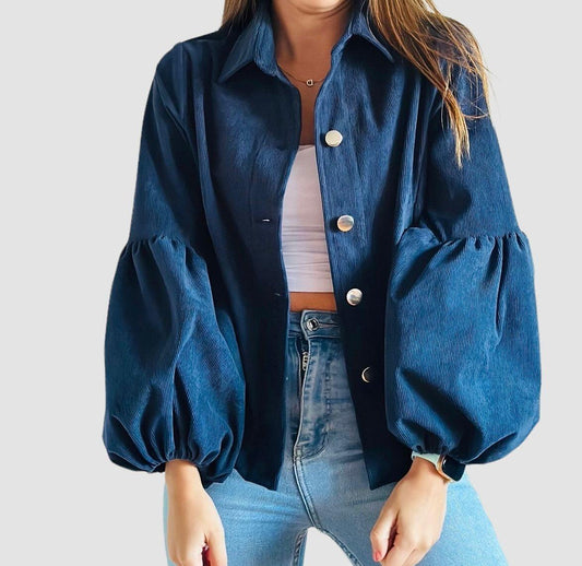 A Chaqueta Pana Azul Oscuro para Mujer