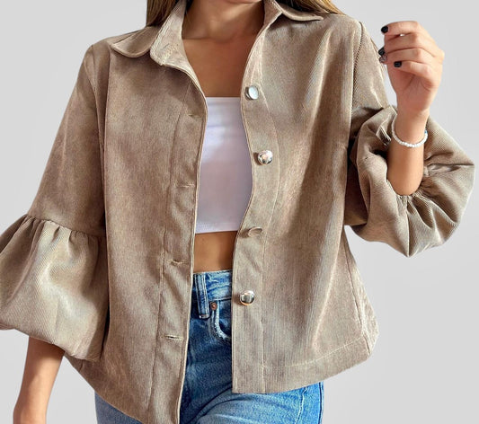 A Chaqueta Pana Camel para Mujer