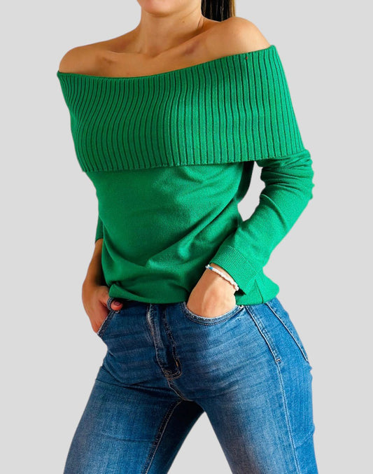 Blusa Cuello Bandeja Verde para Dama